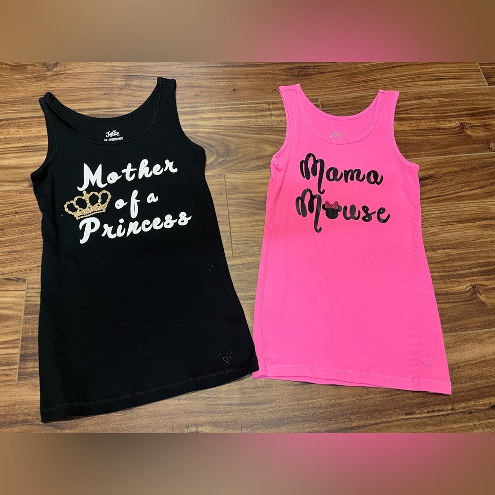 - Lot of 2 Justice tank tops Disney Parks Size Child XXL Adult XS